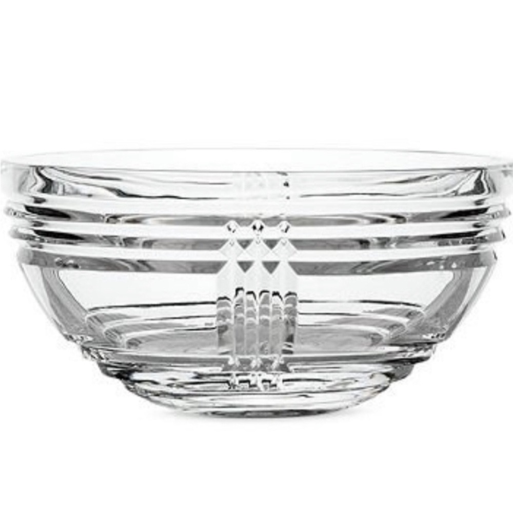 NWT Ralph Lauren Crystal 5" Round Bowl Glen Plaid Made In Germany Glass